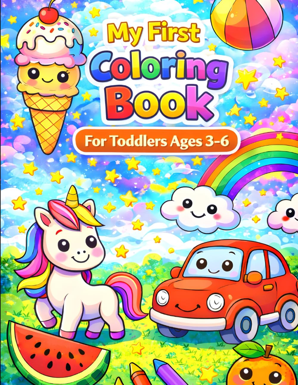 My First Fun Coloring Book for Kids Ages 3-6: Fun and Easy Coloring Pages For Toddlers And Preschoolers Ages 3-6