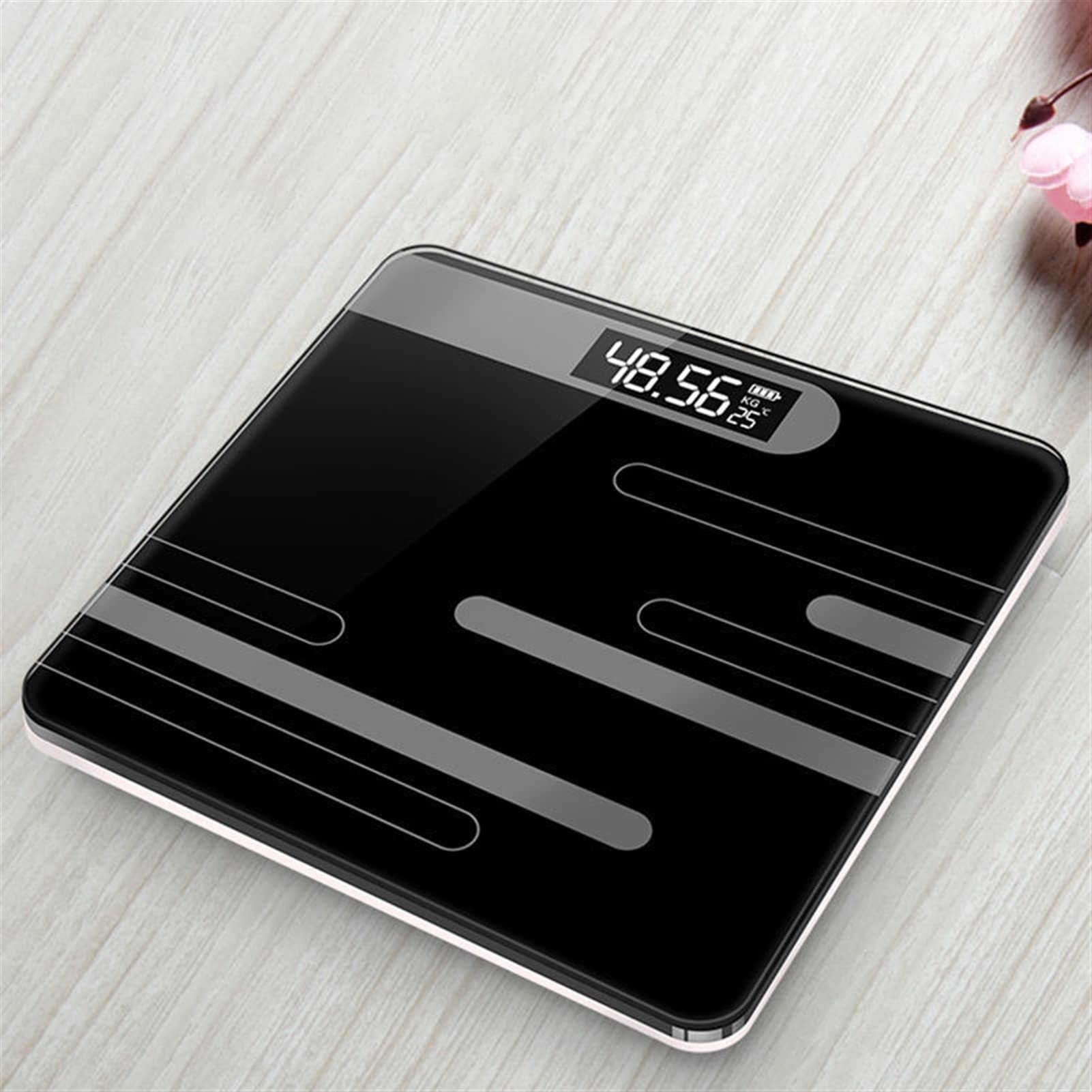 JINGYAN Básculas digitales Bathroom Weighing Scale Smart Body Scales LCD Display Glass Digital Weight Electronic Floor Health Balance(Schwarz)
