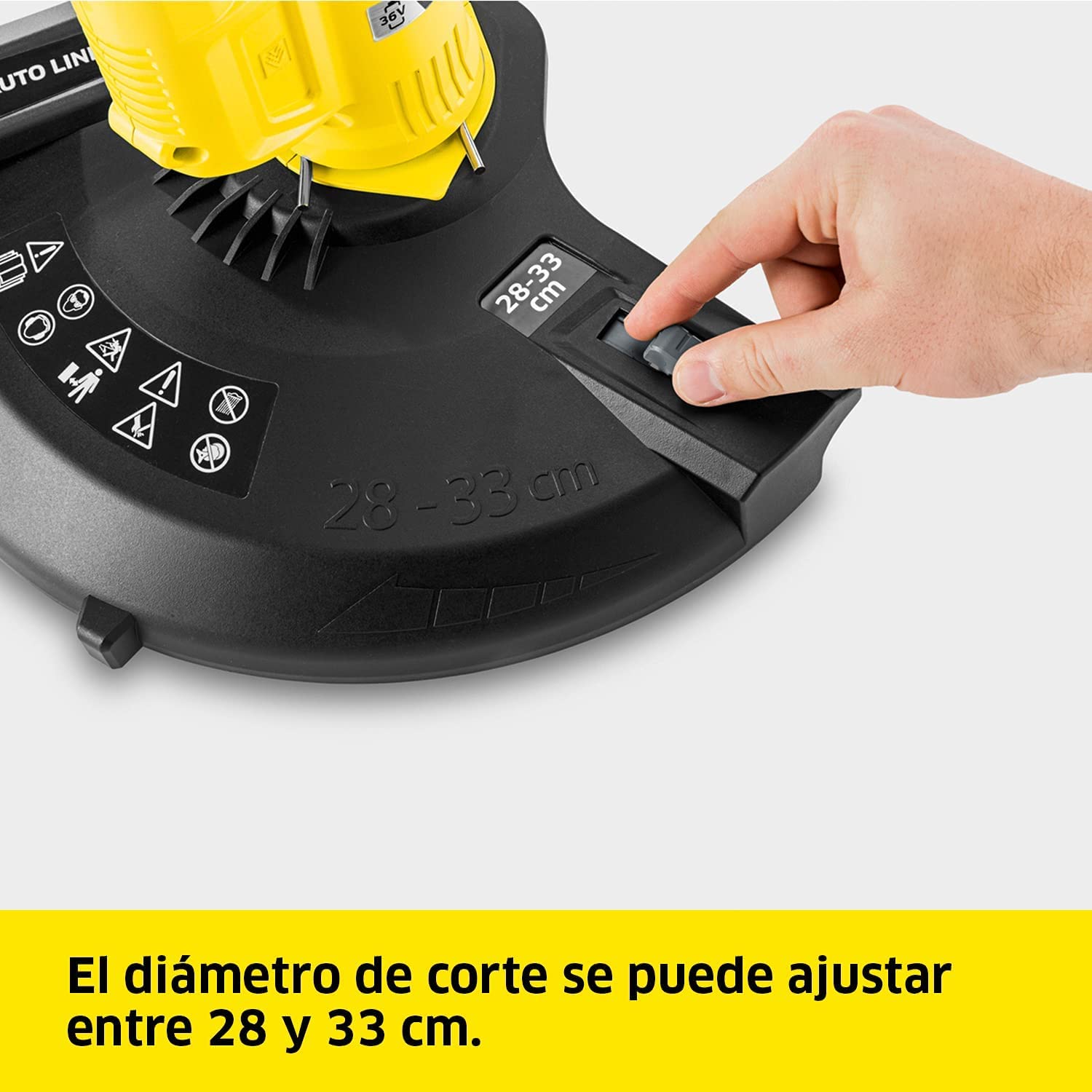 Kärcher, 36 V Cortabordes LTR 36-33, Velocidad de Corte 7000 r,p,m, con Correa, Compatible con batería 36 V de Kärcher, No Incluye batería, Amarillo, Diámetro de Corte 28-33 cm, Grosor del Hilo 2 mm
