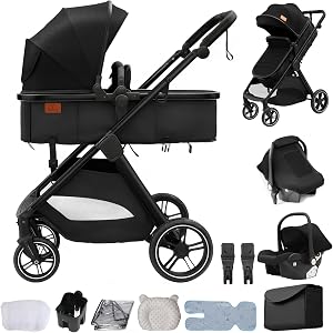 Sistema de viaje, desde recién nacido hasta niño pequeño, todo terreno, plegable con una sola mano, cochecito de bebé de asiento alto, convertible, carrito de bebe 3 en 1