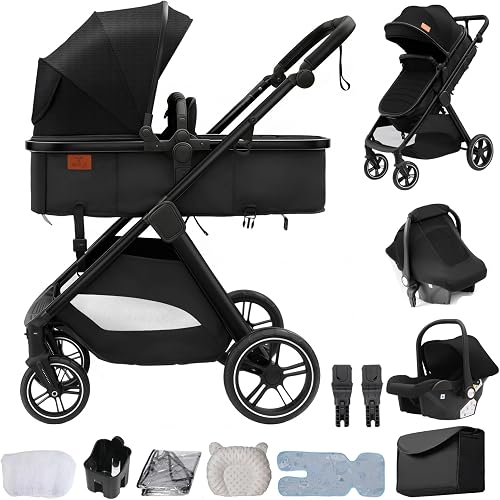 Sistema de viaje, desde recién nacido hasta niño pequeño, todo terreno, plegable con una sola mano, cochecito de bebé de asiento alto, convertible, carrito de bebe 3 en 1