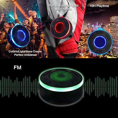 Miniatura 2 de JK&EROSSTARS Altavoz de ducha portátil Bluetooth | Sonido fuerte impermeable micrófono integrado manos libres con luces, ventosa y gancho | para