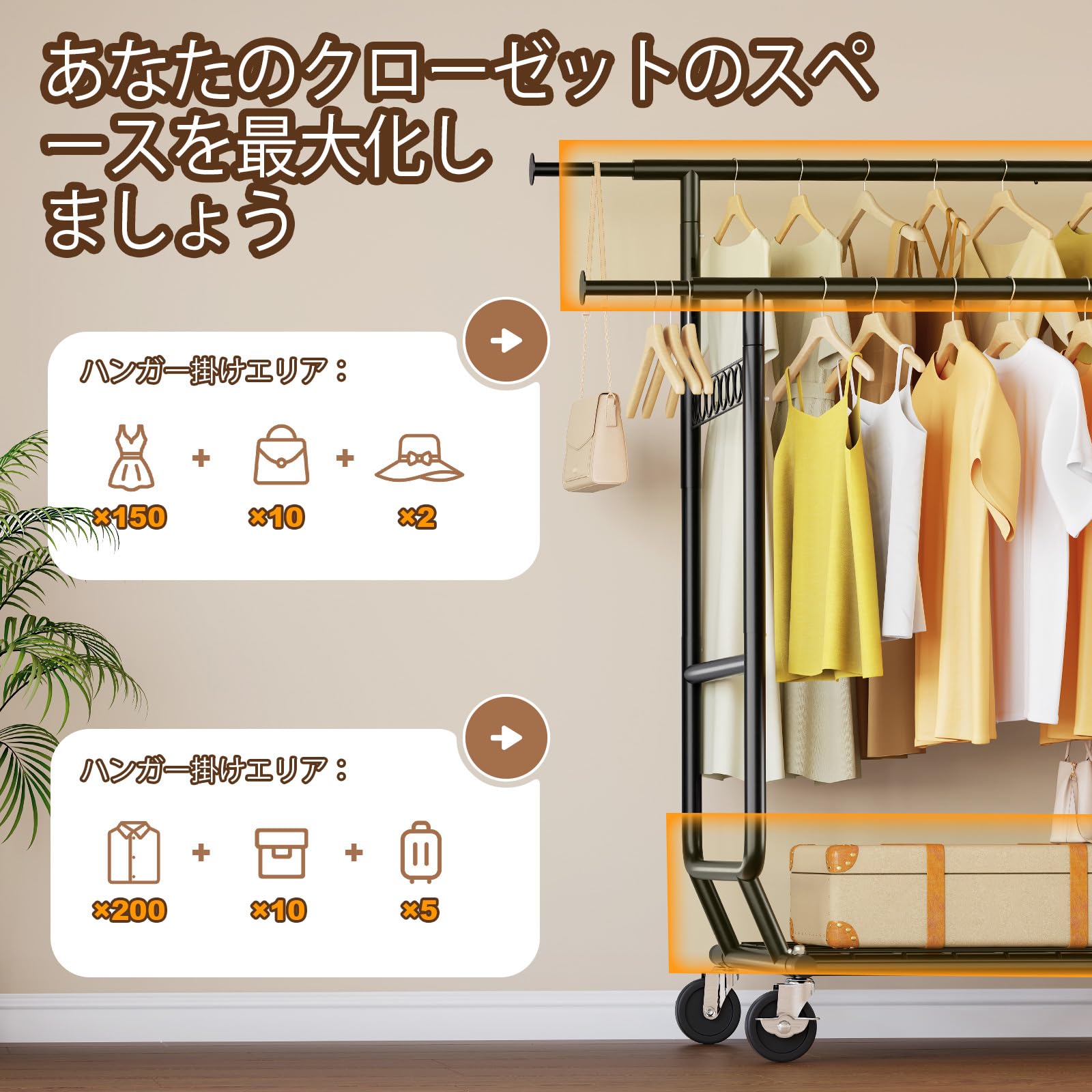 【新品】ハンガーラック 耐荷重275kg 超強靭スチールパイプ 3way Amazon｜HOKEEPER ハンガーラック 耐荷重275kg 超強靭スチールパイプ 3