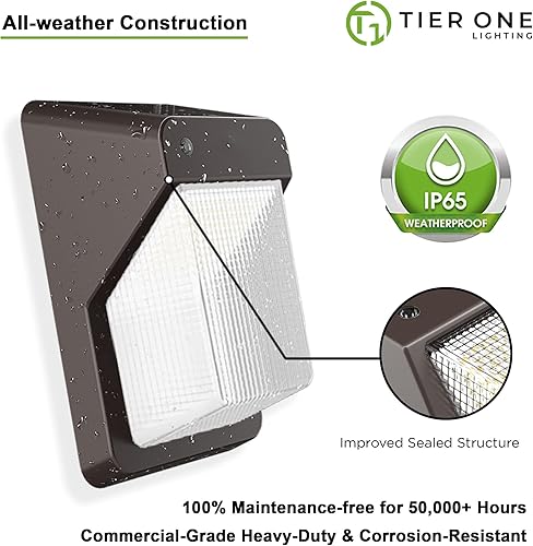 Miniatura 5 de TIERONE Paquete de luz LED de pared con fotocélula del atardecer al amanecer, iluminación de seguridad para montaje en pared al aire libre, 28 W,