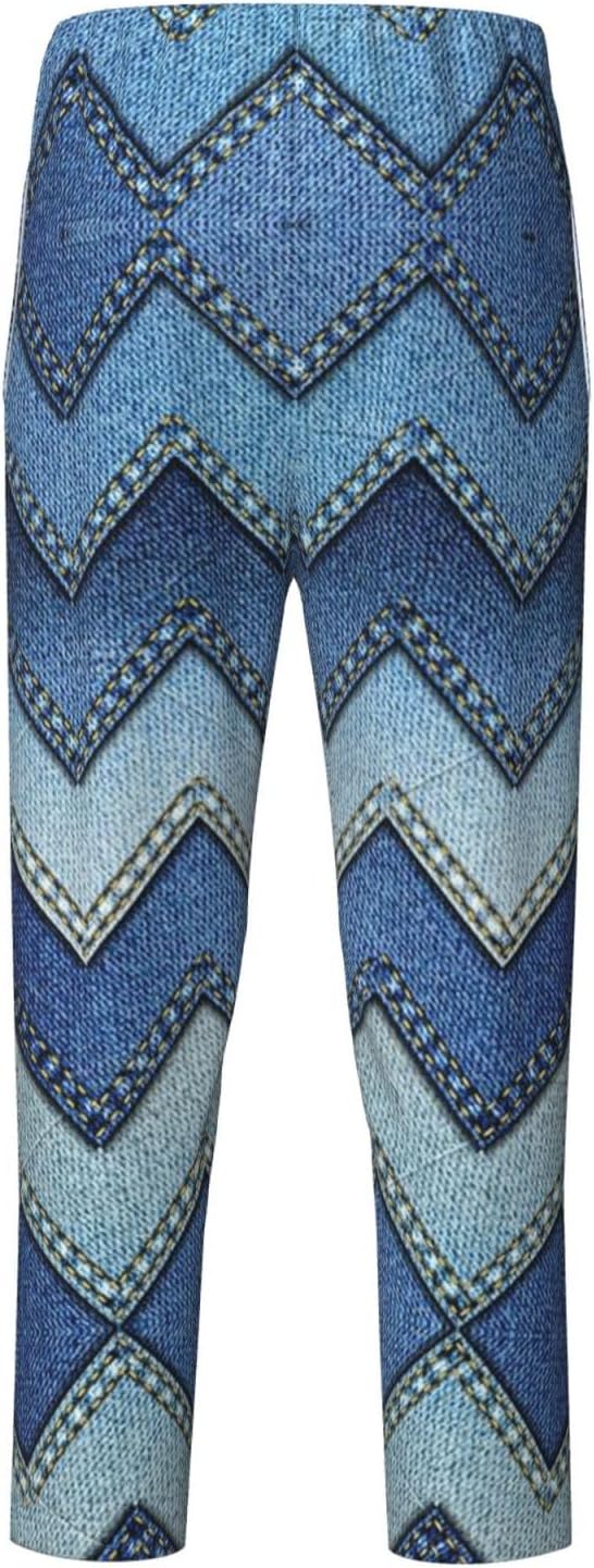 Gradient Blue Denim Print Comfortable Pajama Pants,Teenagers Pajama Pants,For Both Lounging At Home And Outings