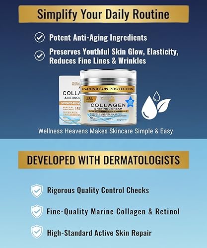 Miniatura 5 de Hidratante facial diario con SPF 50 Retinol, ácido hialurónico y colágeno con crema antienvejecimiento, reafirmante y reafirmante y protección