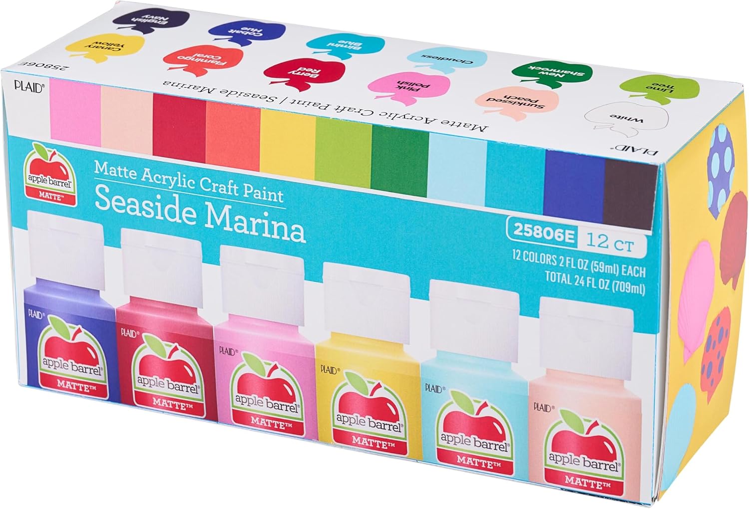 Apple Barrel Acrylic Craft Paint Set, Seaside Marina, Includes 12 Colors with a Matte Finish