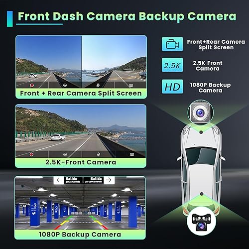 Miniatura 3 de Hikity Estéreo inalámbrico portátil para automóvil CarPlay con cámara de salpicadero, pantalla IPS Touchsceen de 6.86 pulgadas, pantalla automática