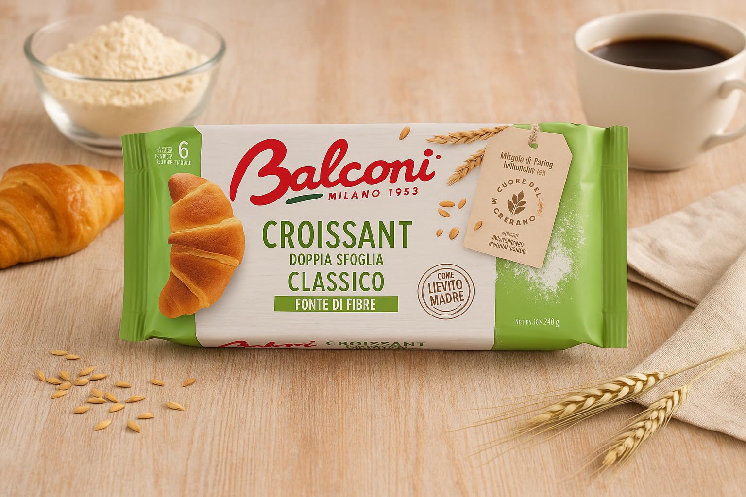 Balconi Croissant Altograno Classico 6 Pezzi per Confezione – Scorta da 4 o 8 Confezioni (Croissant Soffici con Farina Integrale, Senza Olio di Palma, Ideali per la Colazione o la Merenda) (8)