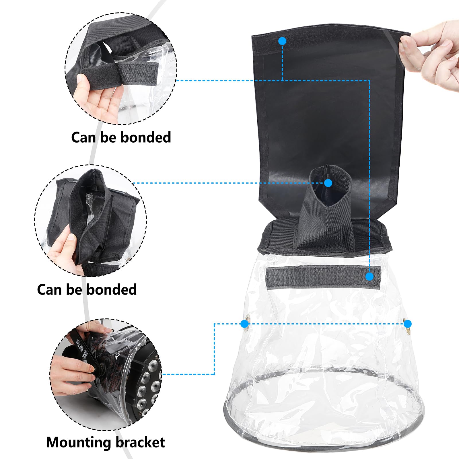 WECAN Cubierta de lluvia para luz LED par impermeable, protección contra la intemperie para iluminación de escenario, mini luz LED colgante de cabeza móvil, accesorios a prueba de lluvia y polvo