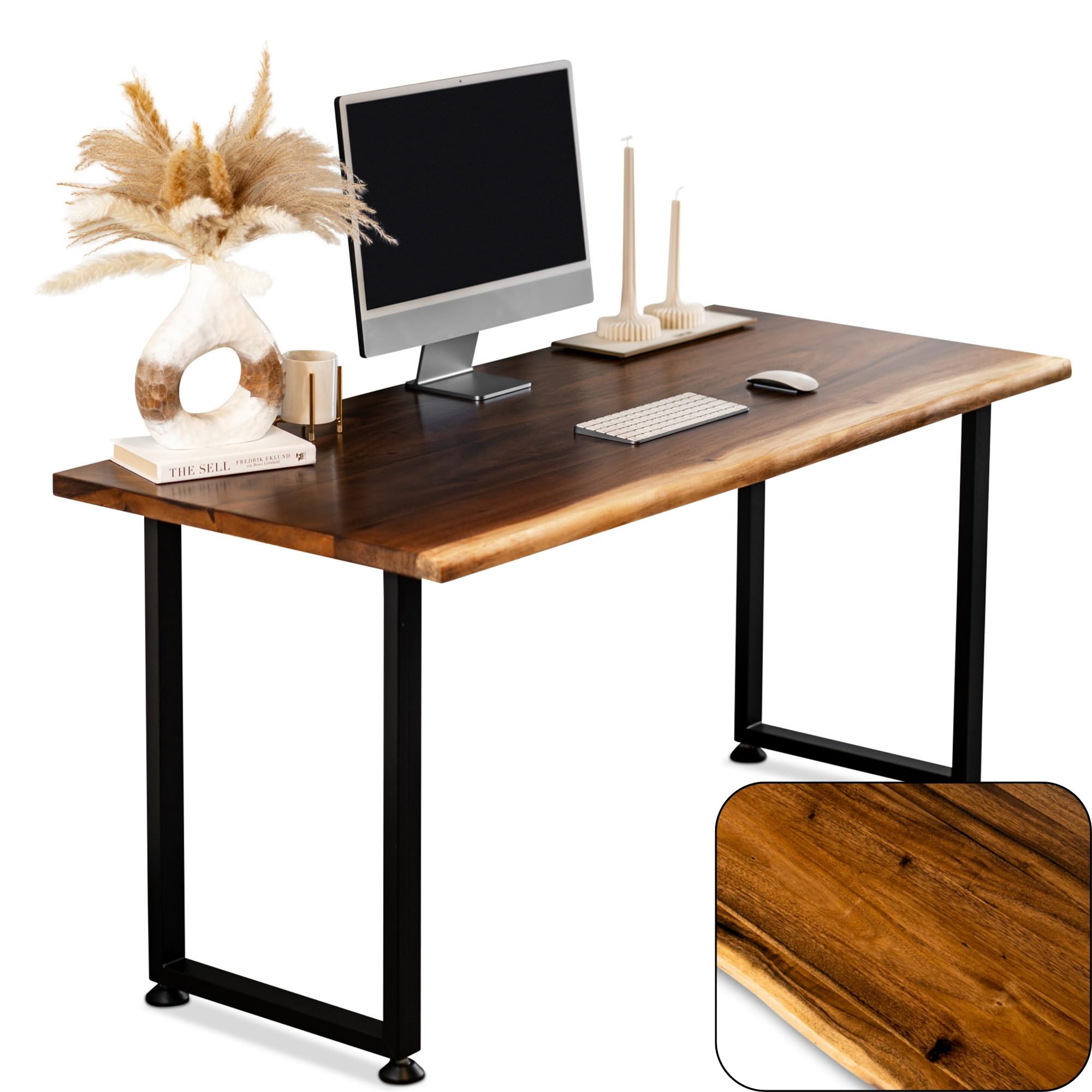パソコンデスク live happily Amazon.com: Solid Walnut Wood Computer Desk, 48x27 | Live Edge