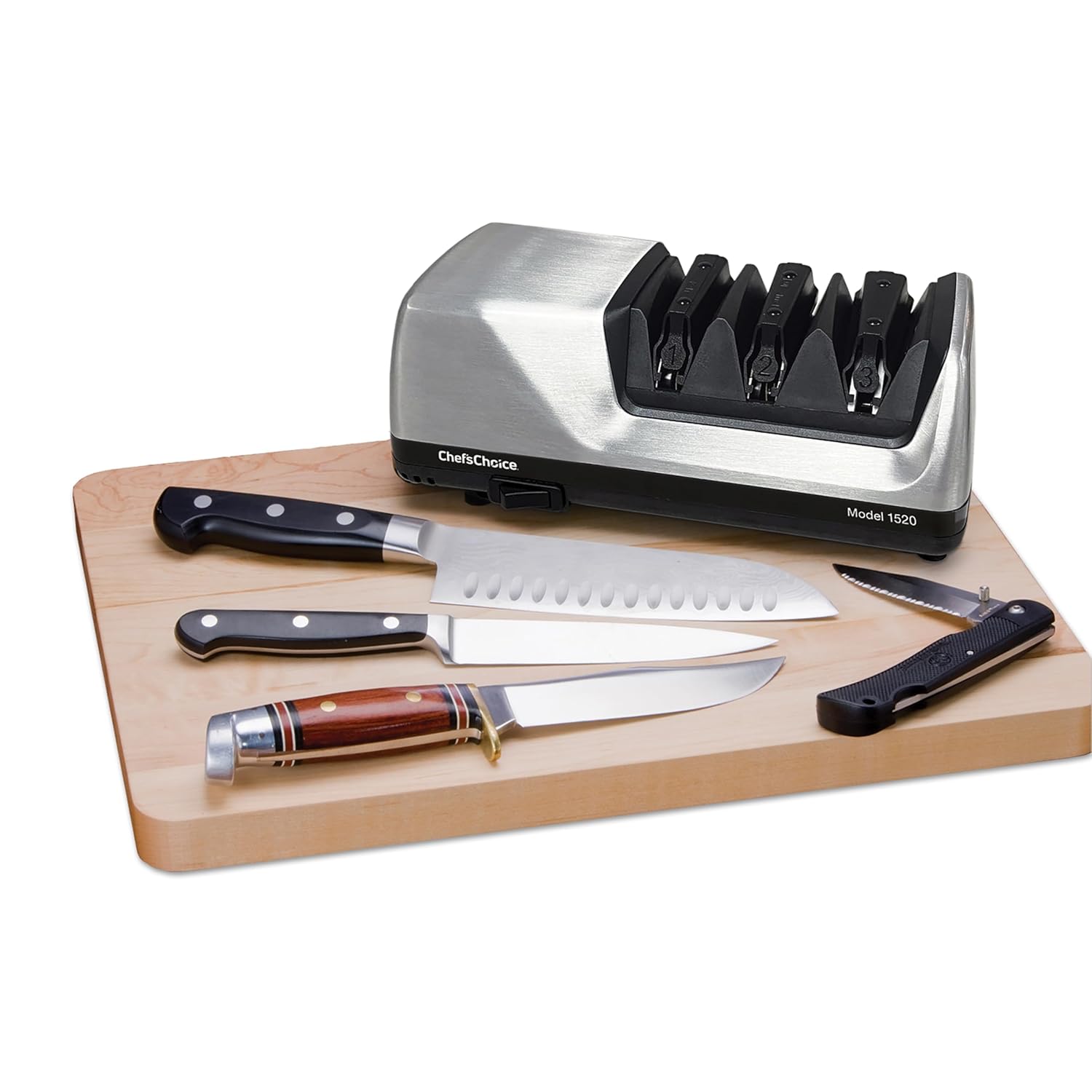 ChefsChoice Professional Electric Knife Sharpeners AngleSelect for 15- and 20-Degree Straight-Edge and Serrated Knives with Diamond Abrasives Precision