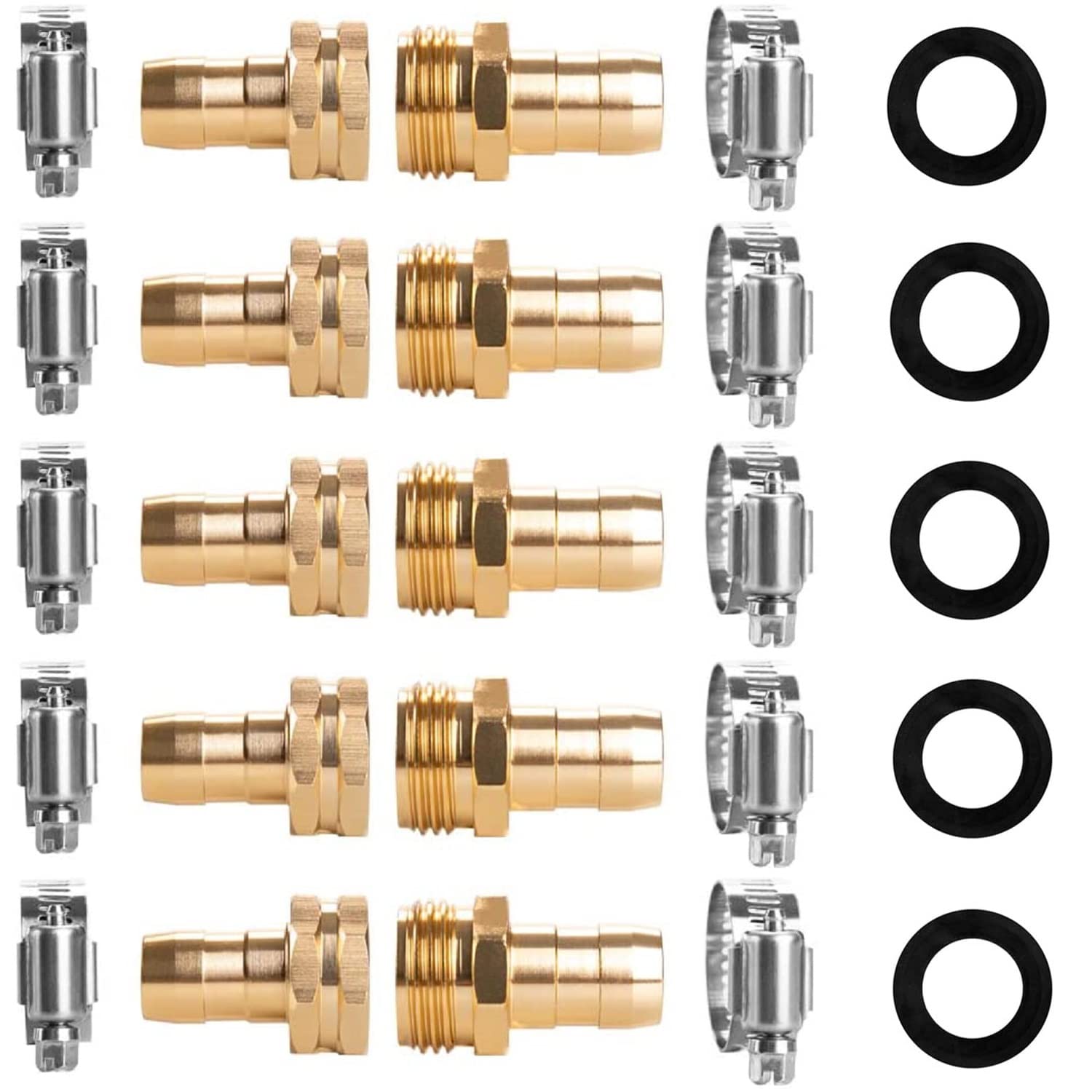 LAFILLETTE Garden Hose Repair Pipe Connector with Clamps Hose, Fit for 3/4" Garden Hose Connector (Pack of 5) (B09R7K4162) Amazon Price History, Amazon Price Tracker