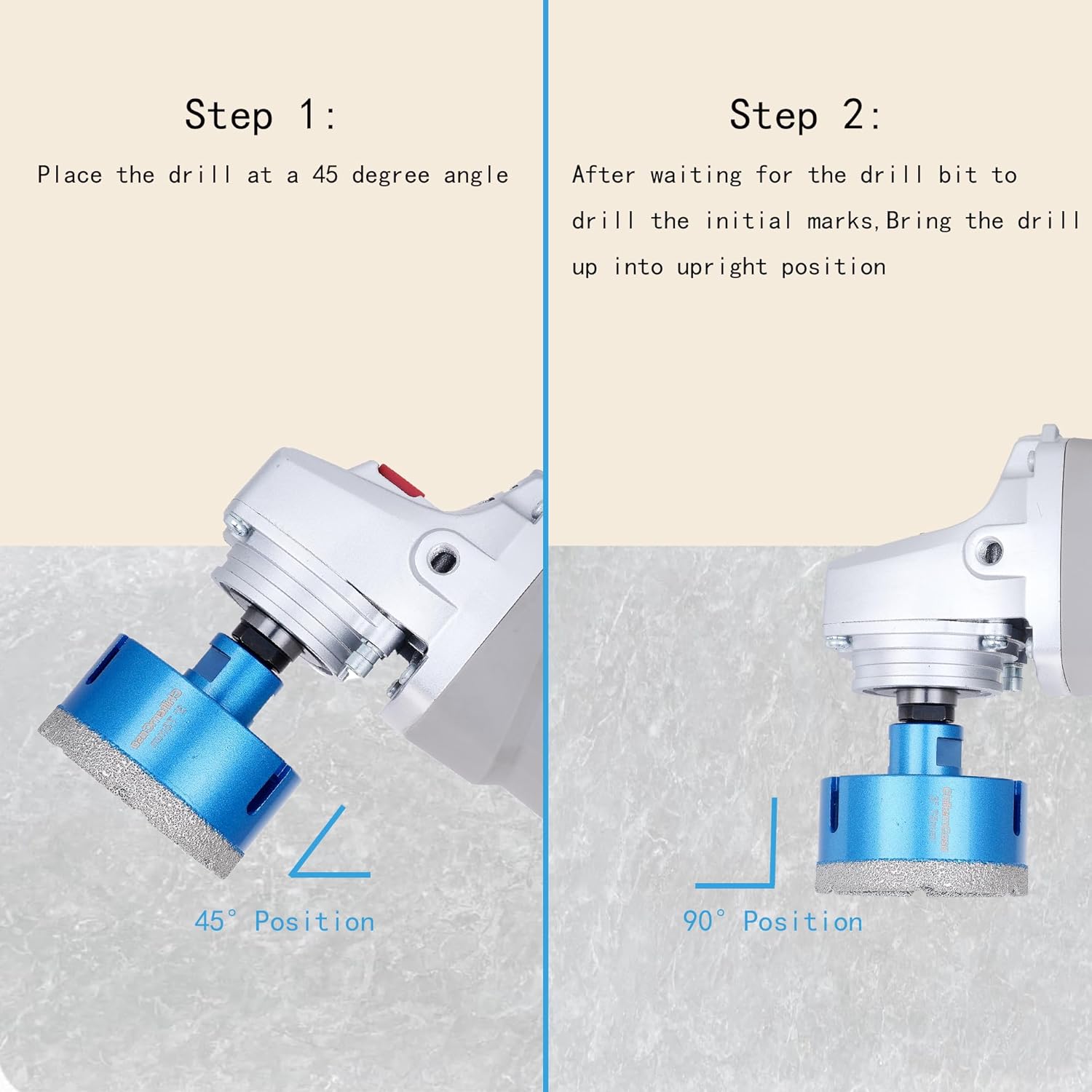75mm 3" Diamond Core Drill Bits,Vacuum Brazed Hole Saw Cutter for Ceramic Tile Granite Marble with 5/8-11 Thread and 3/8" Hex Shank Adapter