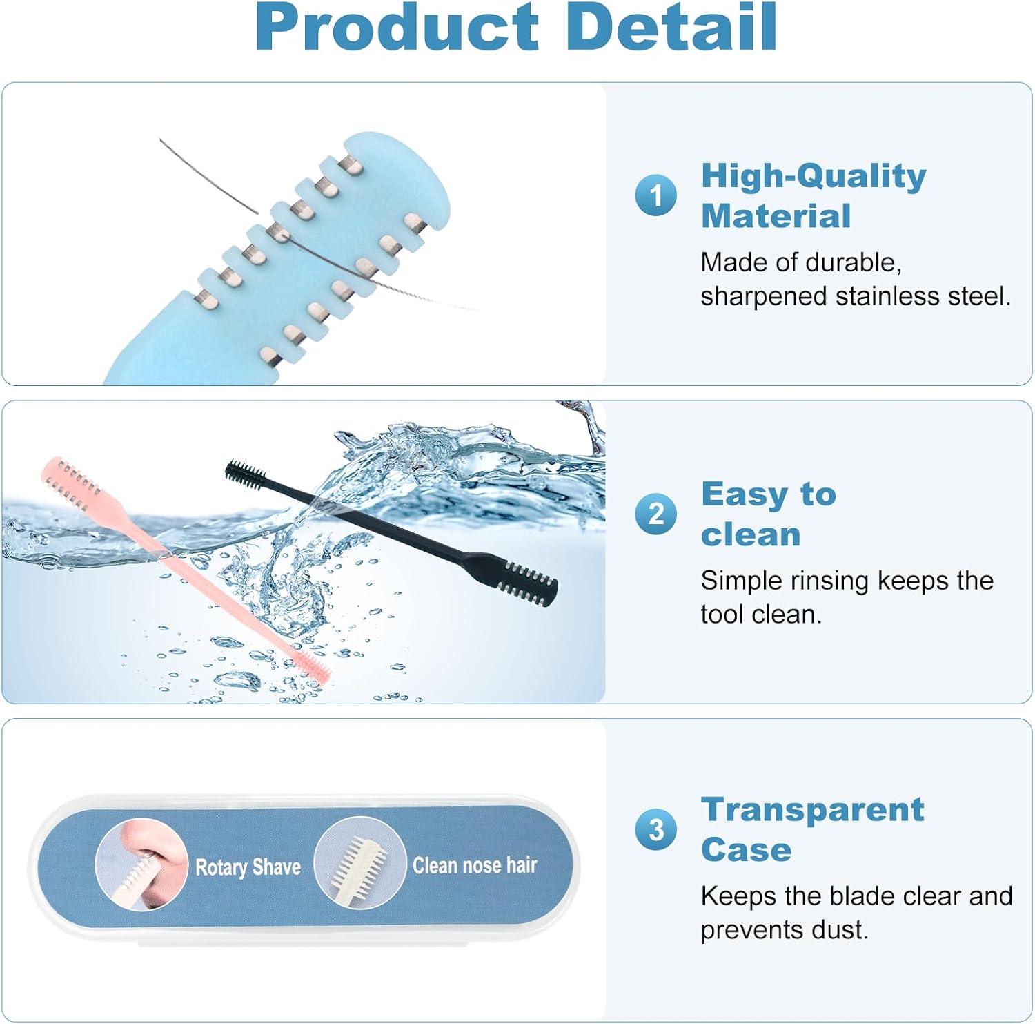 5PCS 2-in-1 Nasal Hair Cutter Manual Double Sided Nose Hair Remover Trimmer