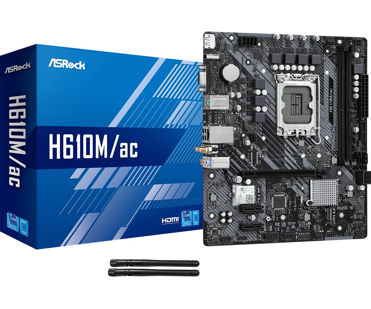 ASRock H610M/AC Supports 13th Gen & 12th Gen and Next gen Intel® Core™ Processors (LGA1700)