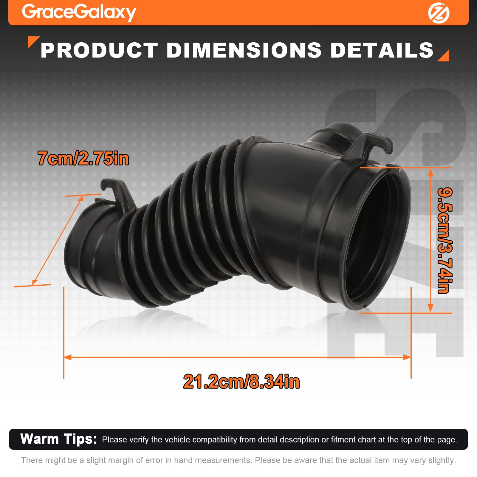 GraceGalaxy Tubo di aspirazione dell'aria per CR-V 2.2 Diesel 2010-2012 17228-RFW-G02 17228-RFW-G01, 17228RFWG01