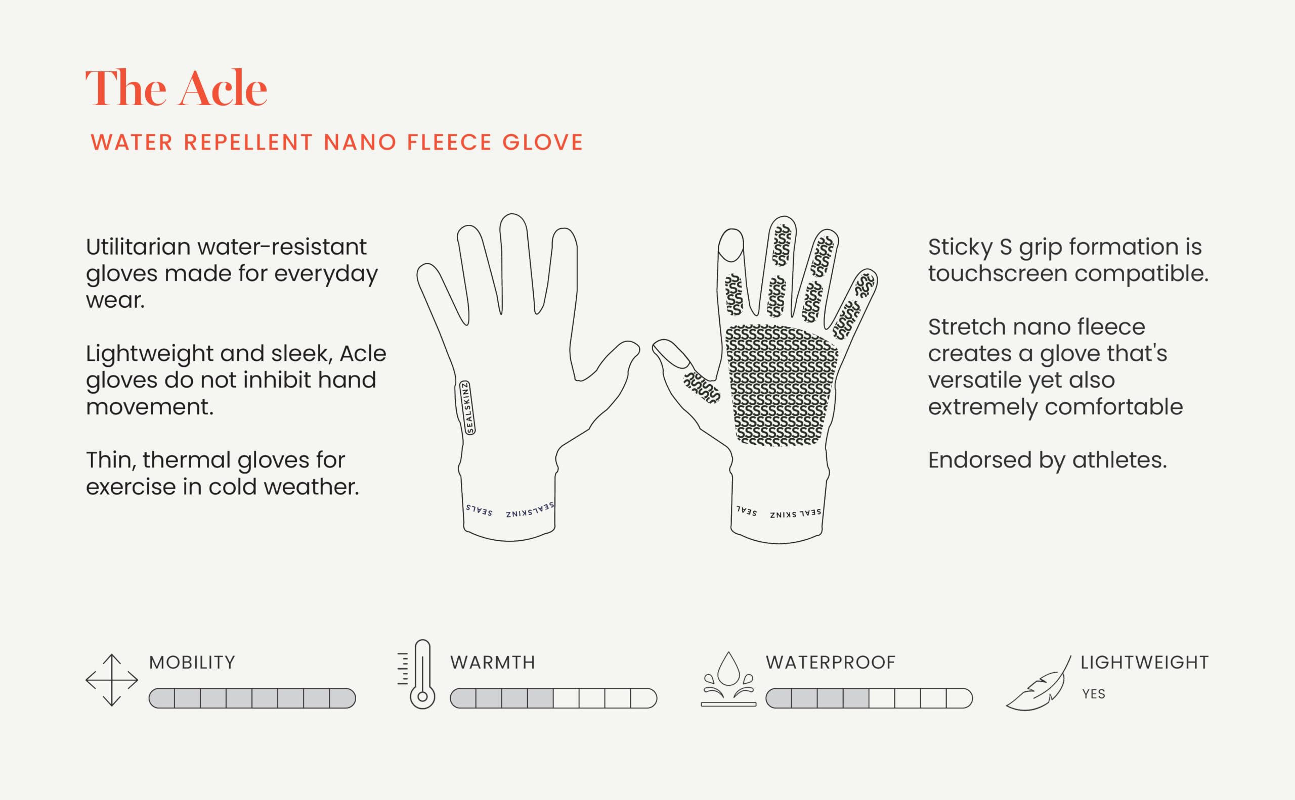 SEALSKINZ | Acle | Guanto in nano pile idrorepellente | Leggero e compatibile con touchscreen | Fornisce protezione isolante | M verde oliva