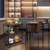 Vista 6 de aboxoo Carrito de bar Copa de vino 3 con nivel de cesta, estante rodante con ruedas, cocina móvil, estilo industrial vintage, carrito de servir