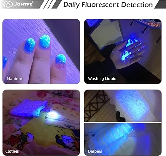 D11D UV Flashlight 365nm High Power Black Light - Ideal for UV Glue Curing, Rock and Mineral Identification, Fluorescent Agents, Pet Urine, Stain Detection, AC Leakage Detection.