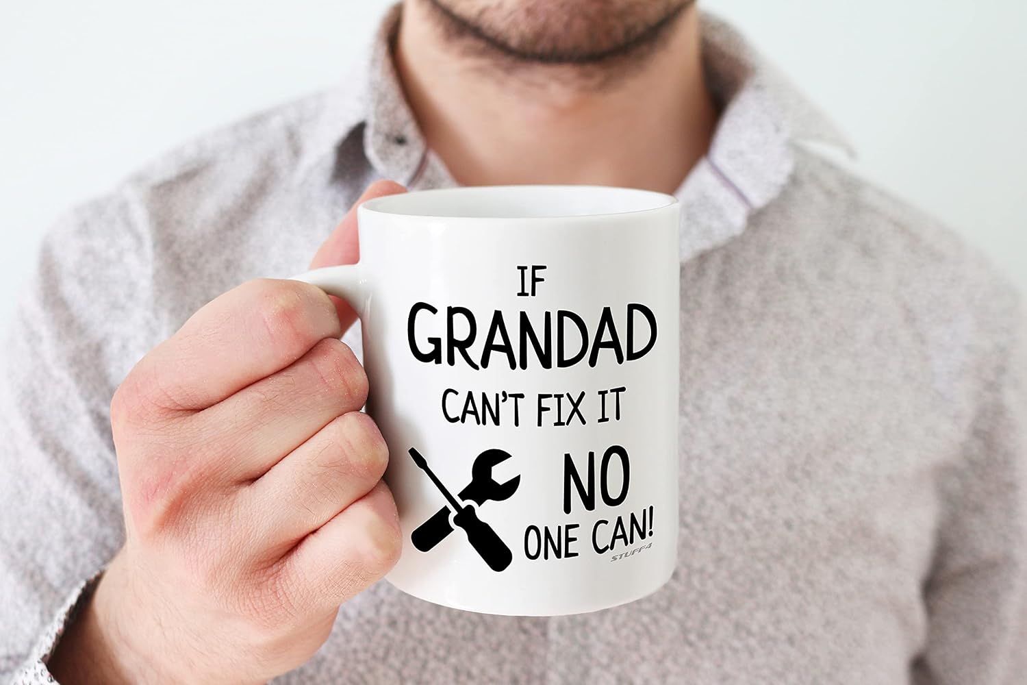 Stuff4 Grandad Mugs - If Grandad Cant fix it no one can - Best Cup Gift, Presents for Gramps Gifts Best Mug Birthday Ideas from, White - Image 4