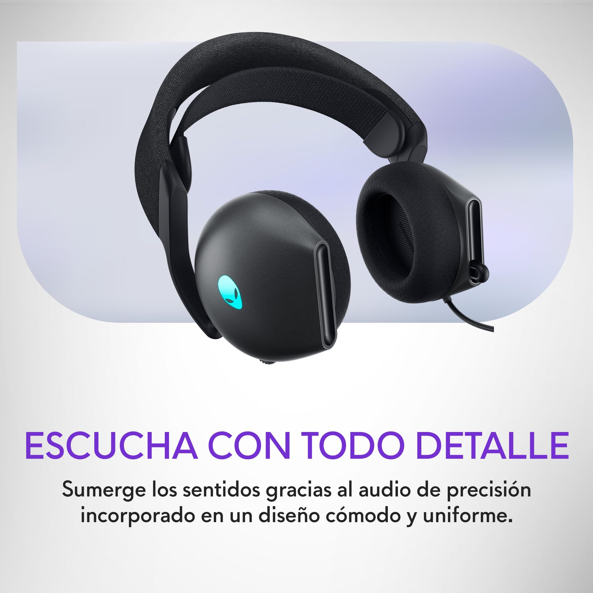 Alienware Wired Gaming Headset - AW520H | Micrófono Boom, cancelación, RGB AlienFX, espuma de memoria, peso 219 g, compatibilidad Windows, carga rápida 15 min