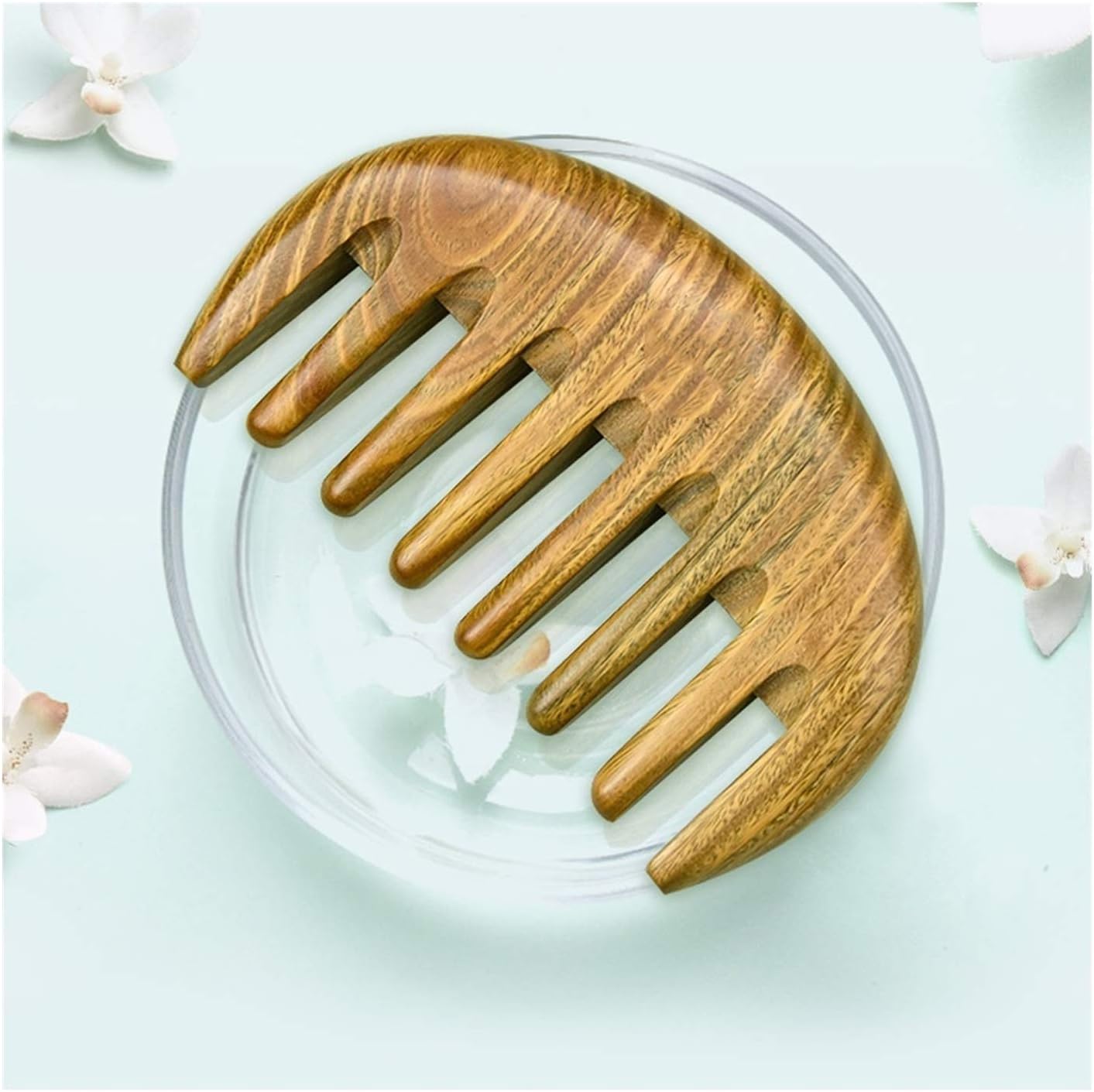 Green Sandalwood Massage Comb,Wooden Comb Width Tooth Wood Comb,Green Sandalwood Anti Static Detangling Hair Comb for Thick, Curly and Wavy Hair Hair Comb