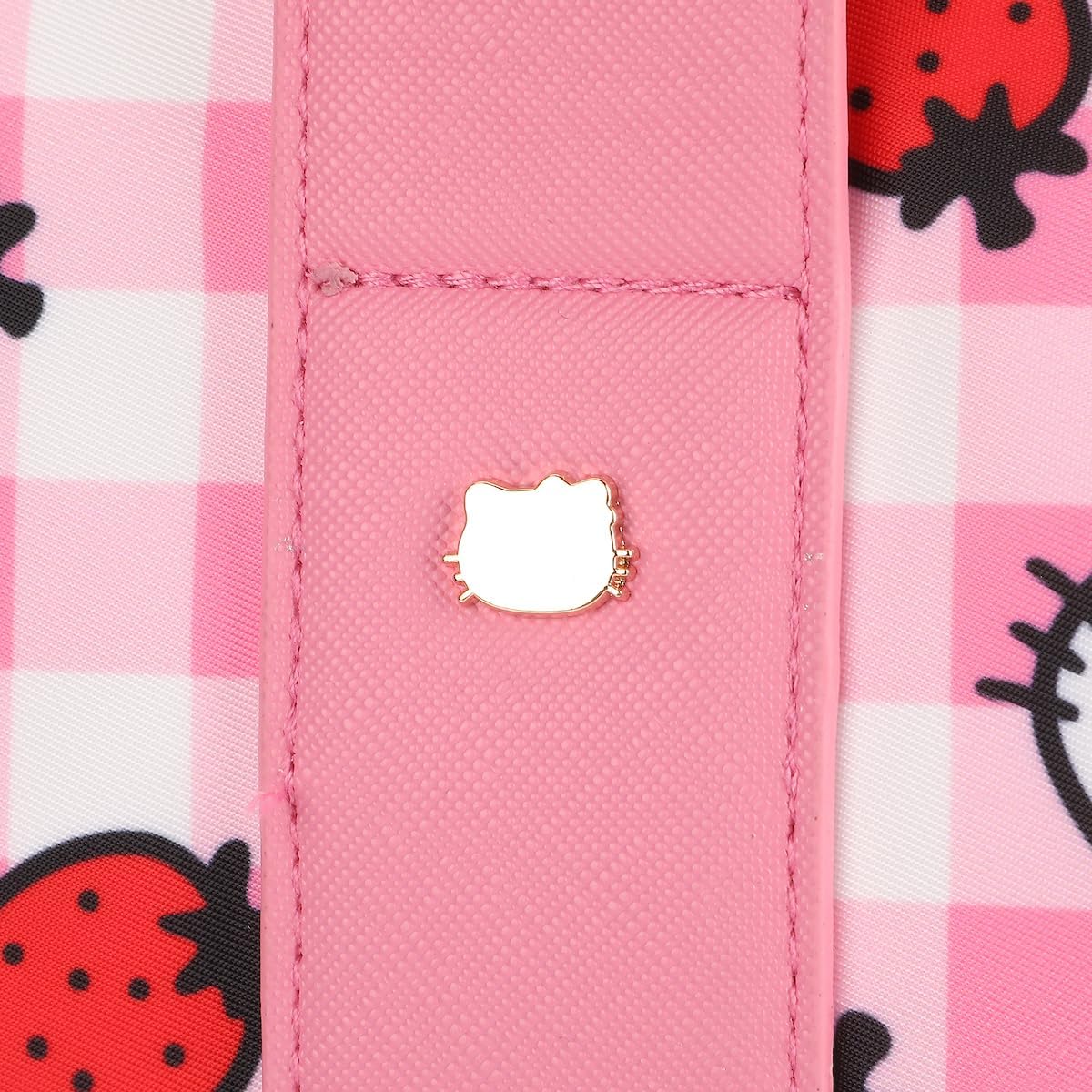 Hello Kitty Character & Strawberries All-Over Print Pink Plaid 20" Duffel Bag - Image 6