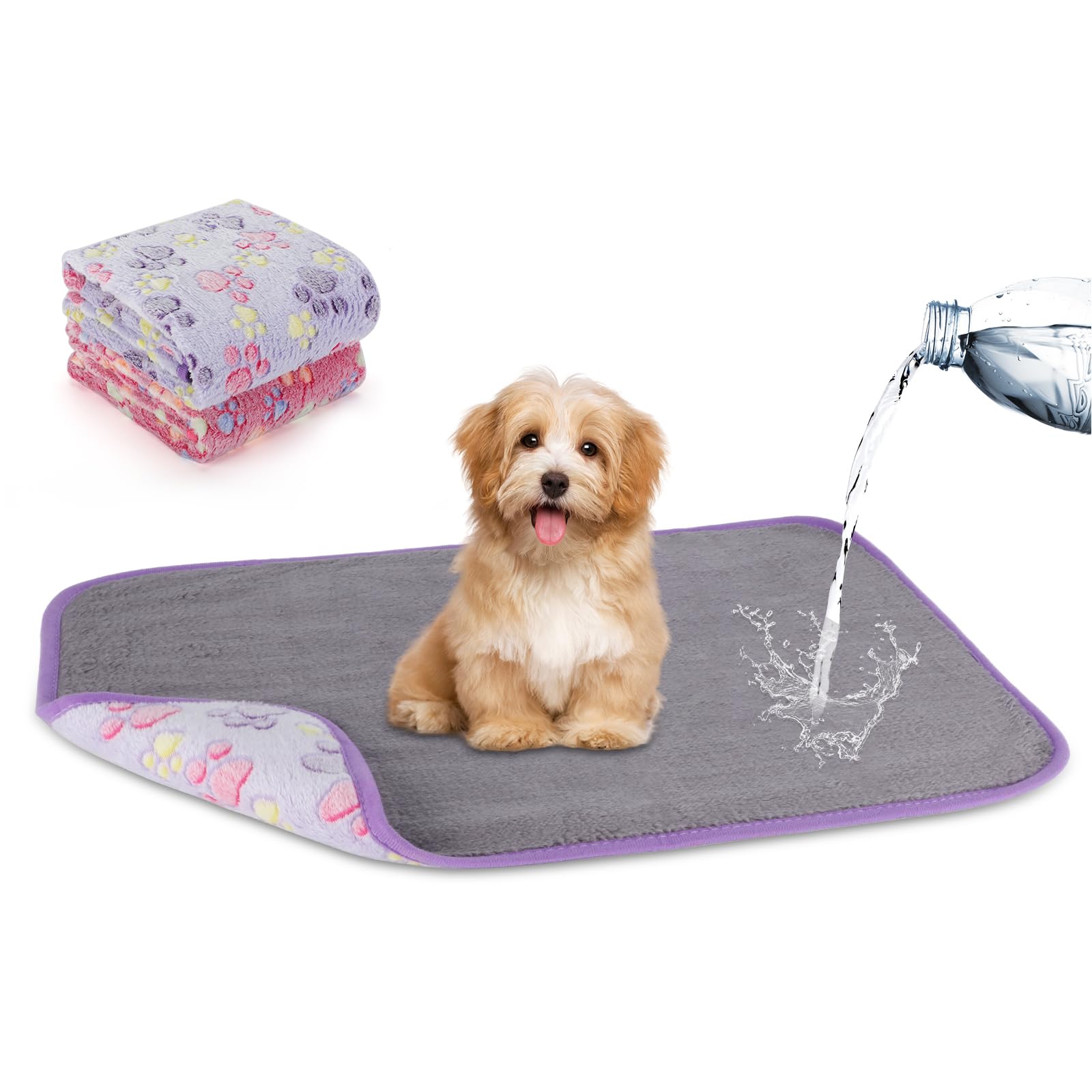 YUEPET Waterproof Dog Blankets, 2 Pack Washable Dog Blankets for Bed Couch Sofa Protector Fleece Flannel Puppy Blanket Soft Plush Reversible Throw