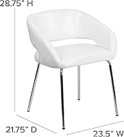 Vista 2 de EMMA + OLIVER Silla de recepción lateral LeatherSoft blanca contemporánea con patas cromadas