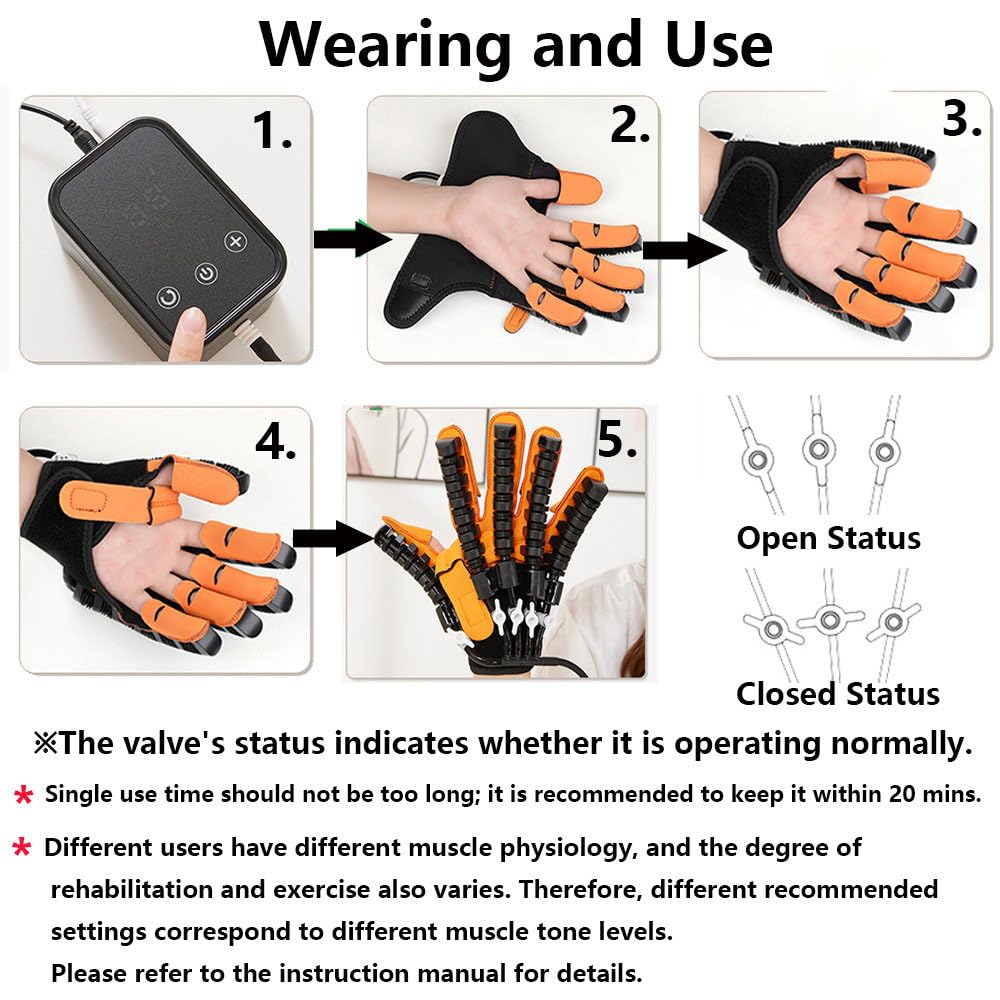 Rehabilitationsroboter Handschuhe FüR Senioren, Handroboter-RehabilitationsgeräT FüR Die Hand Nach Einem Schlaganfall, Fingertraining, Kraft Einstellbar LeftHand-M