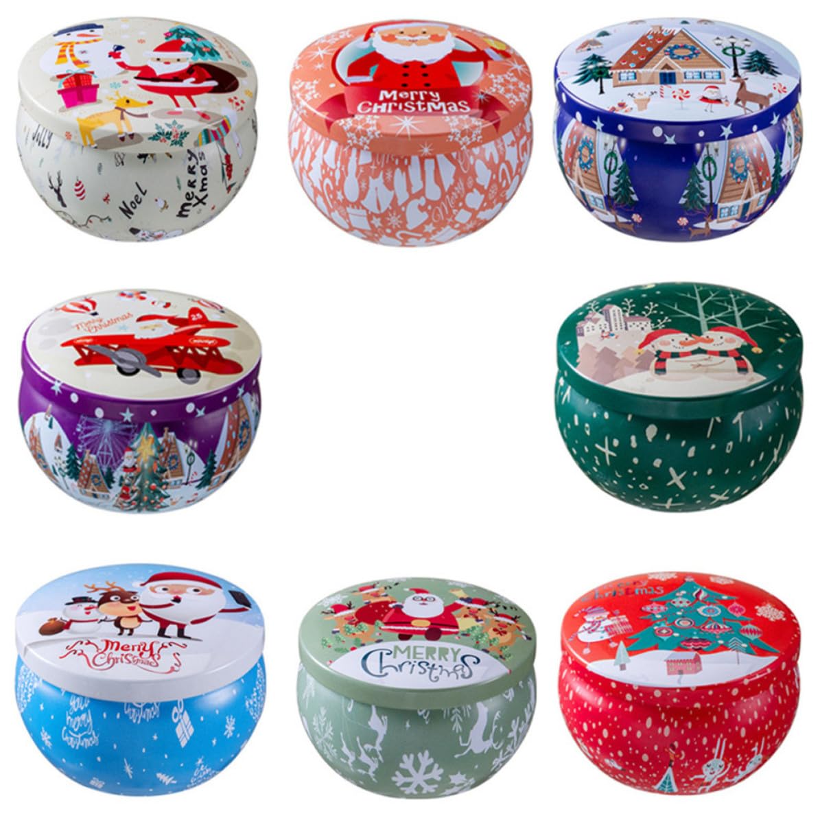 8 Piezas Set de Velas Aromáticas Navideñas de Cera Natural