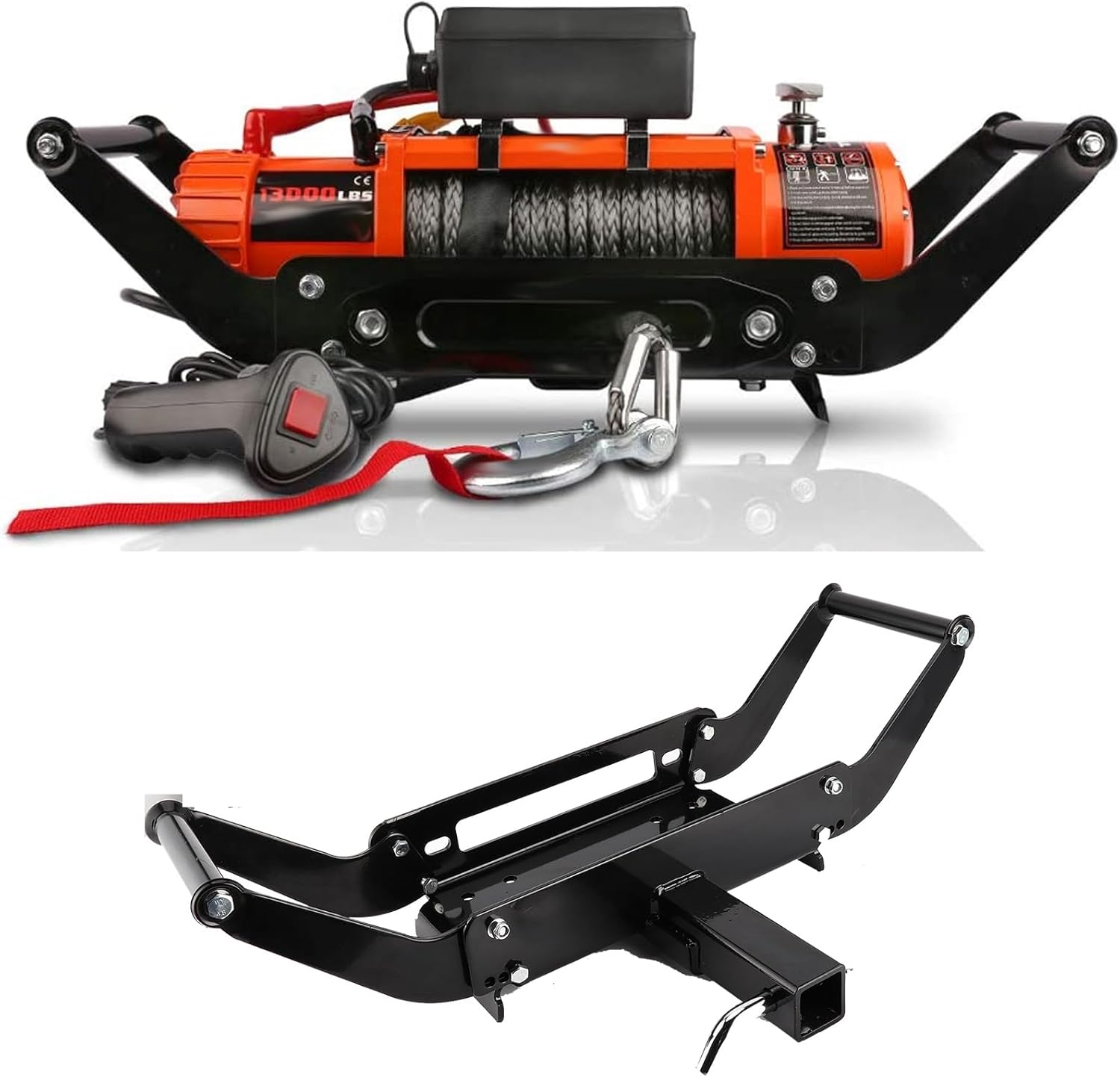 Universal Winch Mount Plate, 0.24 inches Steel Bracket for 9000 to 13500lbs Winches, Fits Trucks ATV 4X4 Trailers