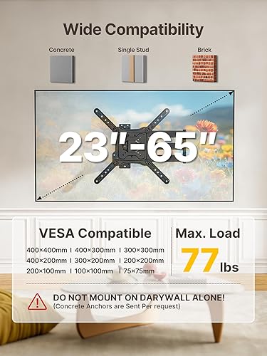 Miniatura 7 de monTEK Soporte de pared para TV de brazo largo para la mayoría de televisores de 23 a 65 pulgadas, soporte de TV de extensión de 29 pulgadas