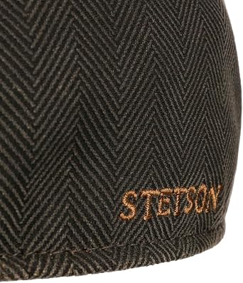 Stetson Herringbone Duck Flat Cap Vintage Style Fleece Lining Men Autumn Winter