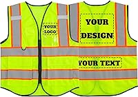 Vista 32 de Chaleco de seguridad reflectante de malla con logotipo personalizado con cremallera Chaleco de alta visibilidad para construcción al aire libre Ropa