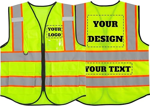 Miniatura 32 de Chaleco de seguridad reflectante de malla con logotipo personalizado con cremallera Chaleco de alta visibilidad para construcción al aire libre Ropa