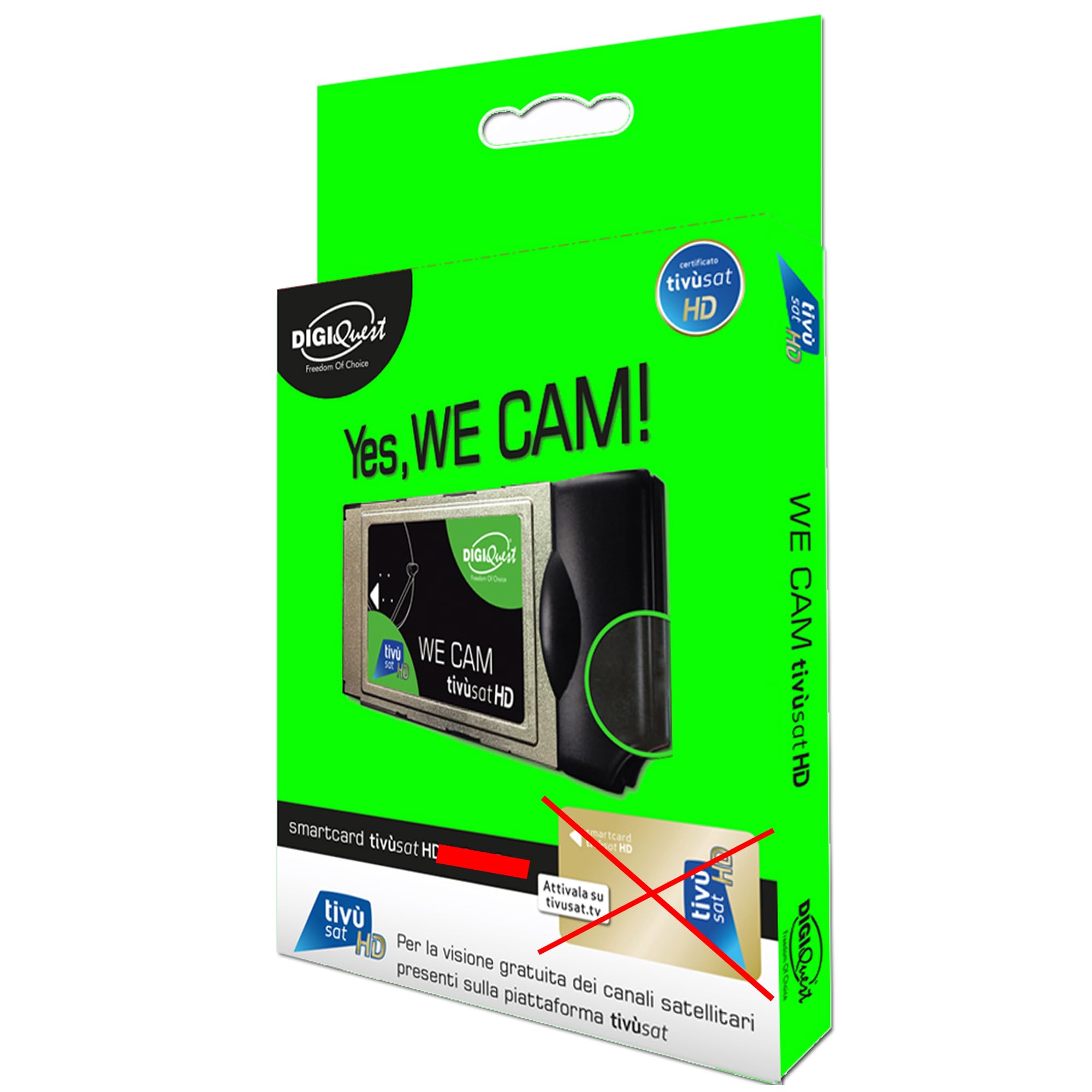 We CAM SmartCam Modulo di DIGIQuest – modulo HD CI+ WiFi con tasto WPS per la ricezione di canali HD/4K italiani via satellite Eutelsat HotBird 13,0° est (senza scheda TiVuSat)