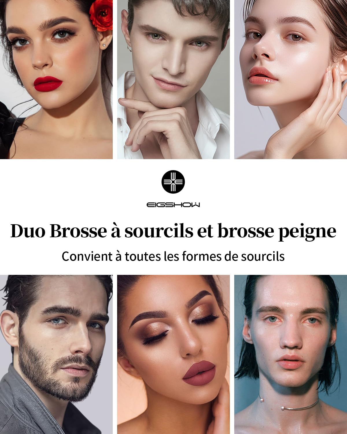 EIGSHOW Brosse À Sourcils,Pinceau À Sourcils Biseauté Double Extrémité Pour Définition Des Sourcils Et Eye-Liner,Brosse Vis Convient Pour Sourcils Et Cils (D108)