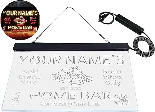 Vista 45 de ADVPRO - Letrero de luz LED de neón de doble color para el hogar, personalizado, con texto en inglés con «tu nombre y año de fundación», letrero