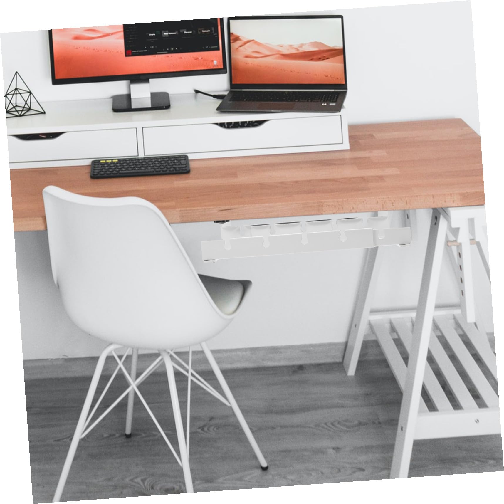 DOITOOL Organizador de Cables Debajo del Escritorio, Bandeja de Acero al Carbono Blanco, Ligera y Resistente, para Oficina y Almacenamiento de Cables