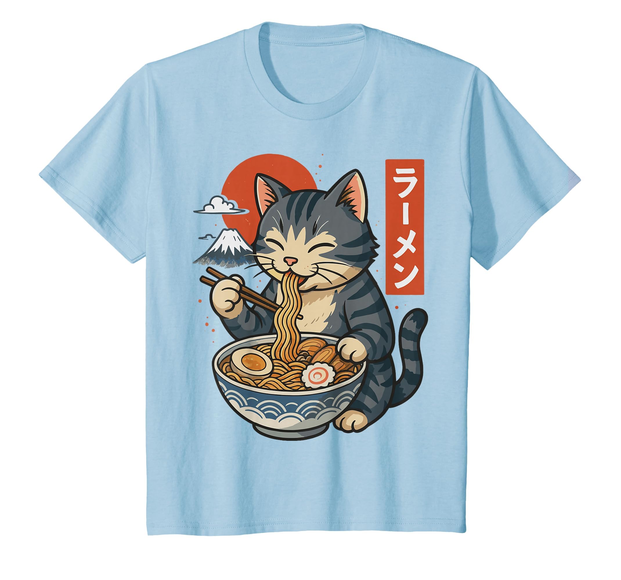 Anime Cat Eating Ramen Retro Kawaii Ramen Cat T-Shirt