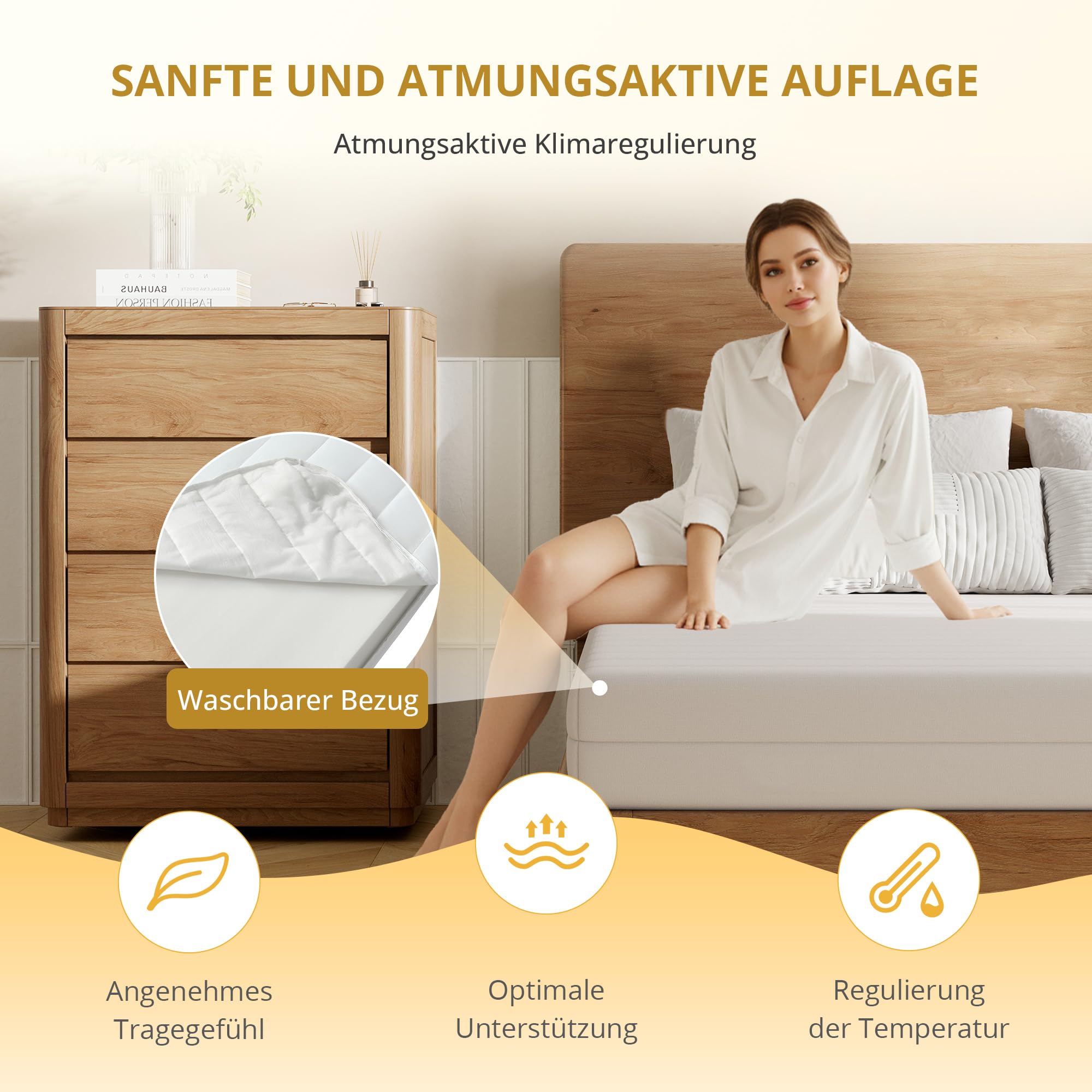 7-Zonen Matratze 90x200 cm | H3 Mittelfest | Ergonomische Kaltschaummatratze | Hypoallergen & Antibakteriell | Bezug abnehmbar & waschbar | Oeko-TEX® (12cm, 90 x 200 cm)