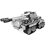 HI-REEKE 3D Metal Puzzle Set, Military Battle Tank Model Toy STEM Building Kit for Adult Gift (Double-Barreled)-969PCS