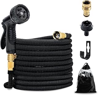 Goture ホース 散水ホース 伸縮ホース 3倍伸張可能 8種類のスプリンクラー機能 15m 3750Dポリエステル 三重構造 軽量 超強度素材 ノズル付き 収納便利 ガーデン 洗車 水やり 掃除 ペット浴 ペットバス 家の掃除
