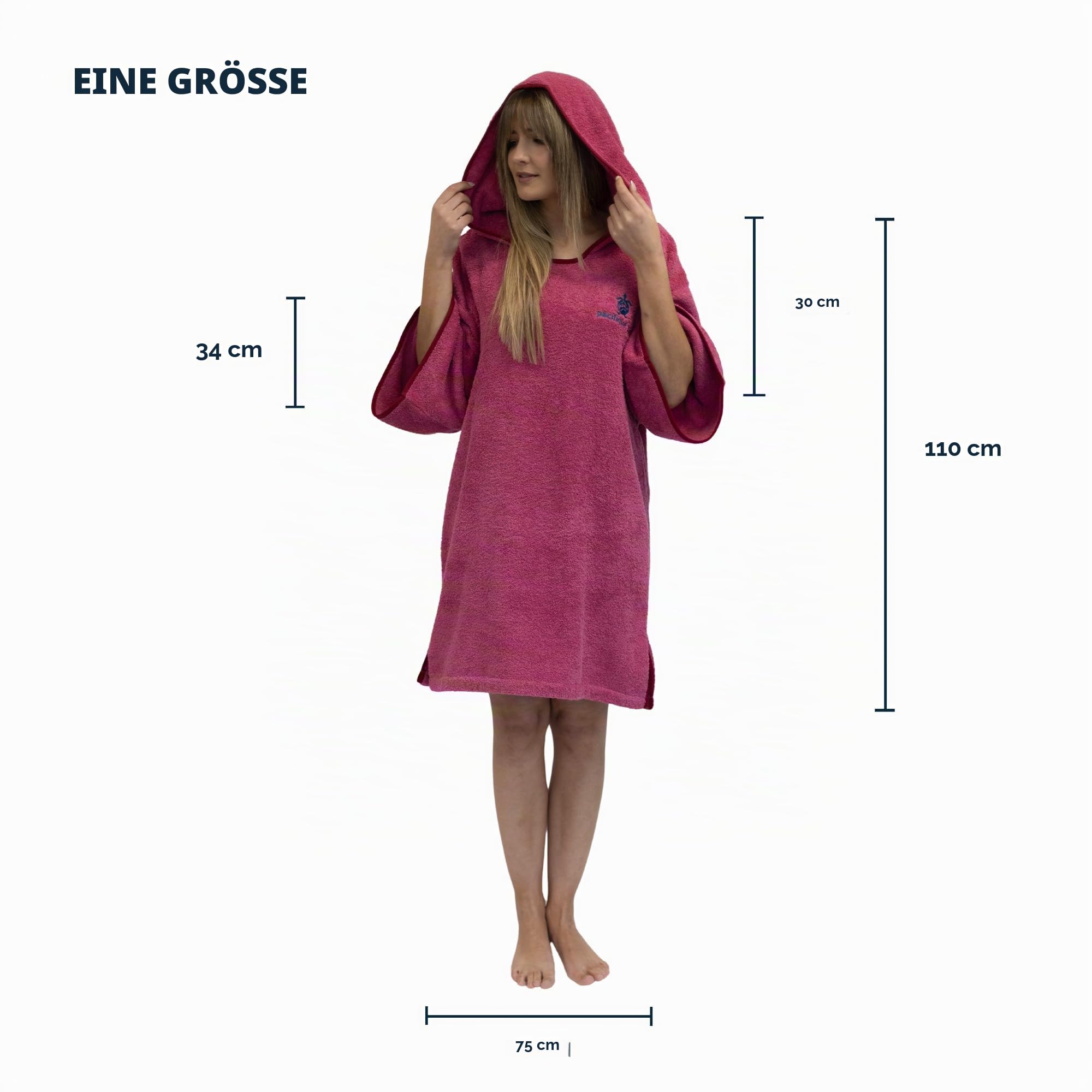 Surf Poncho - Vielseitiger Handtuchrobe mit Ärmeln und Kapuze - Premium-Baumwolle, ideal für Surfen, Schwimmen, Camping und Outdoor-Sportarten - Frau, Einheitsgröße