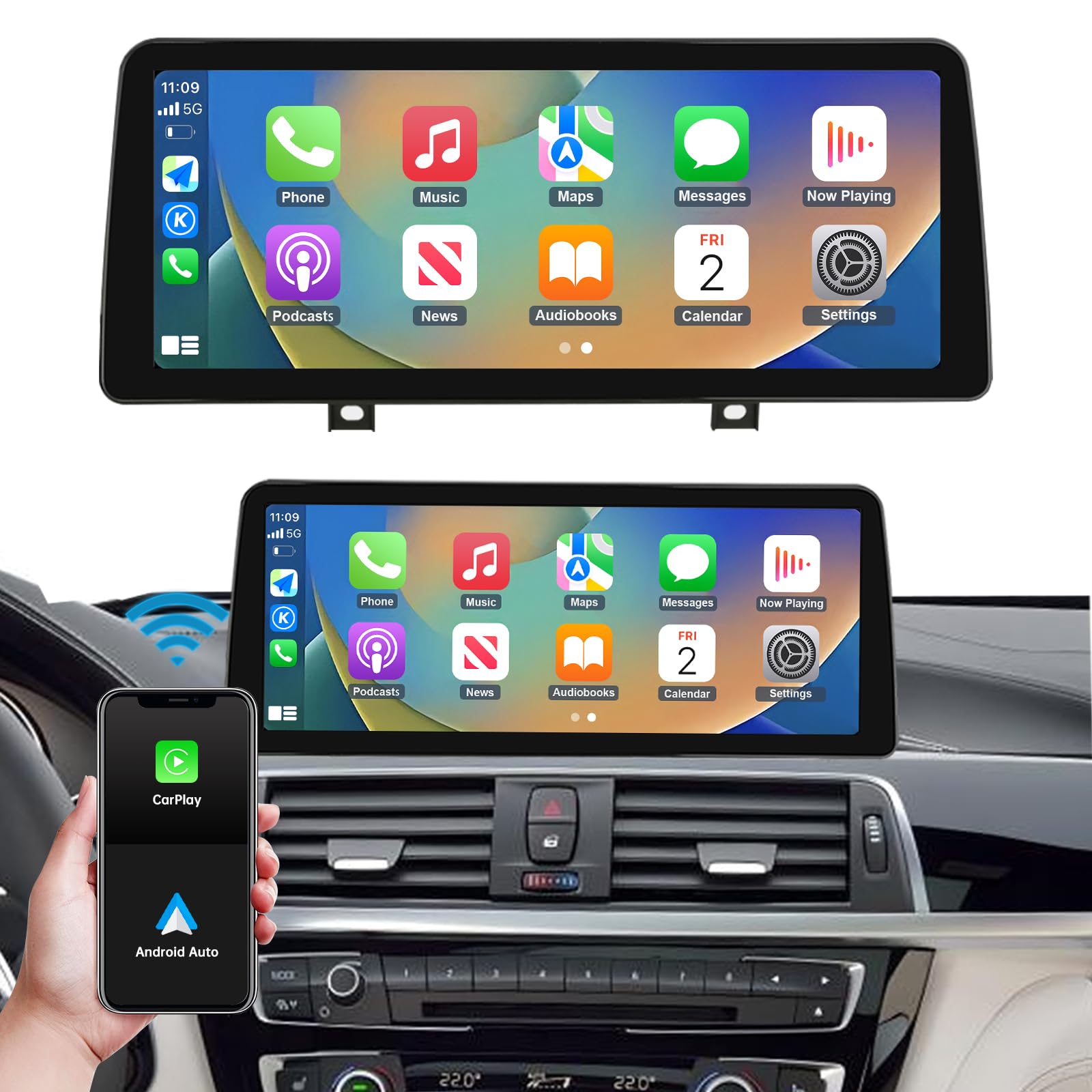 Radio samochodowe 10,25'' ekran dotykowy z Carplay i Android Auto dla BMW serii 3/4 F30 F31 F32 F33 F34 F35 F36 F80 z lat 2013-2016 z systemem NBT, obsługuje Mirrorlink, kamerę, nawigację