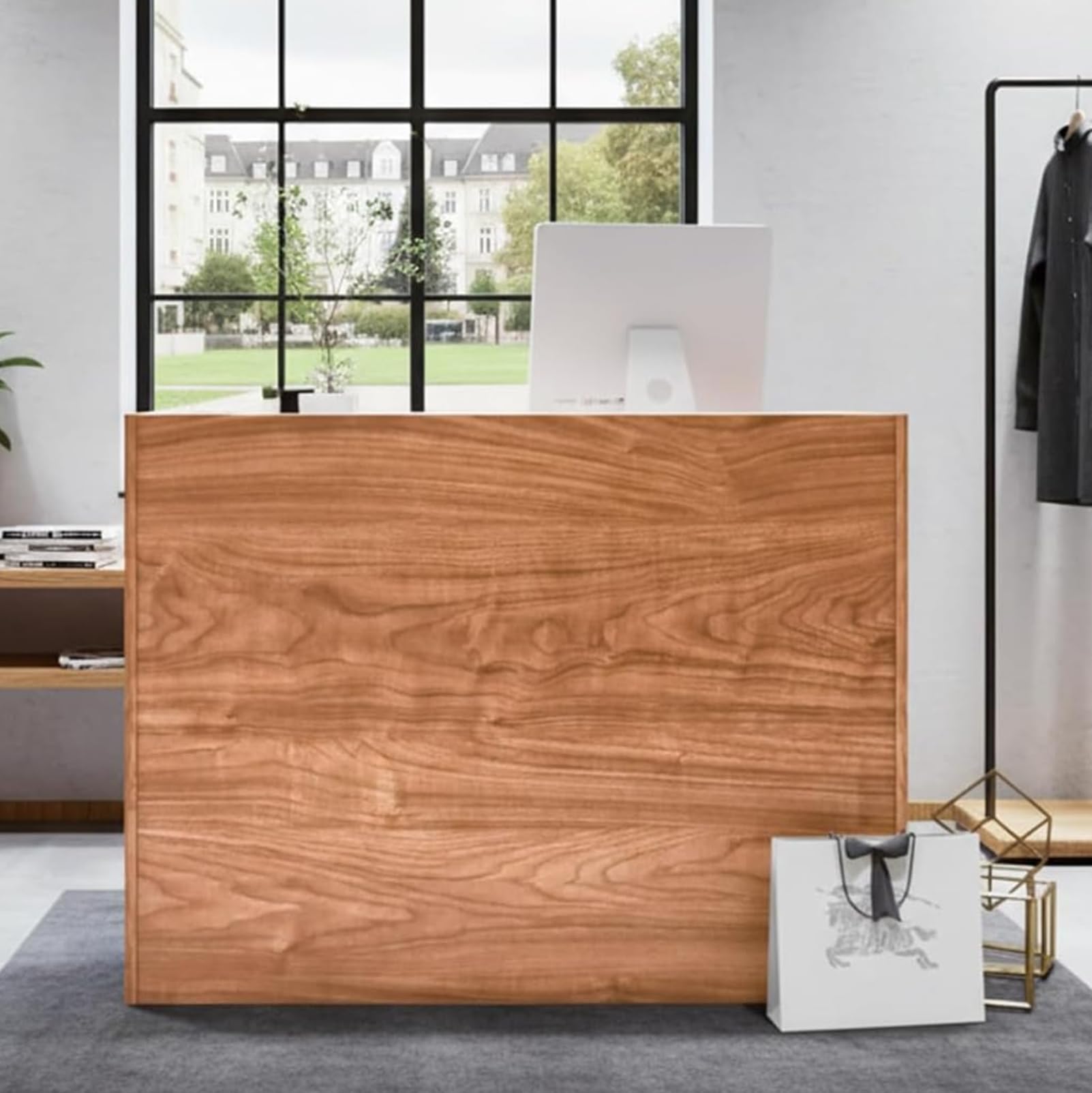 Empfangstheke mit Schublade und Aktenschrank Fronttresen 120CM für Büro Salon Spa Einzelhandel