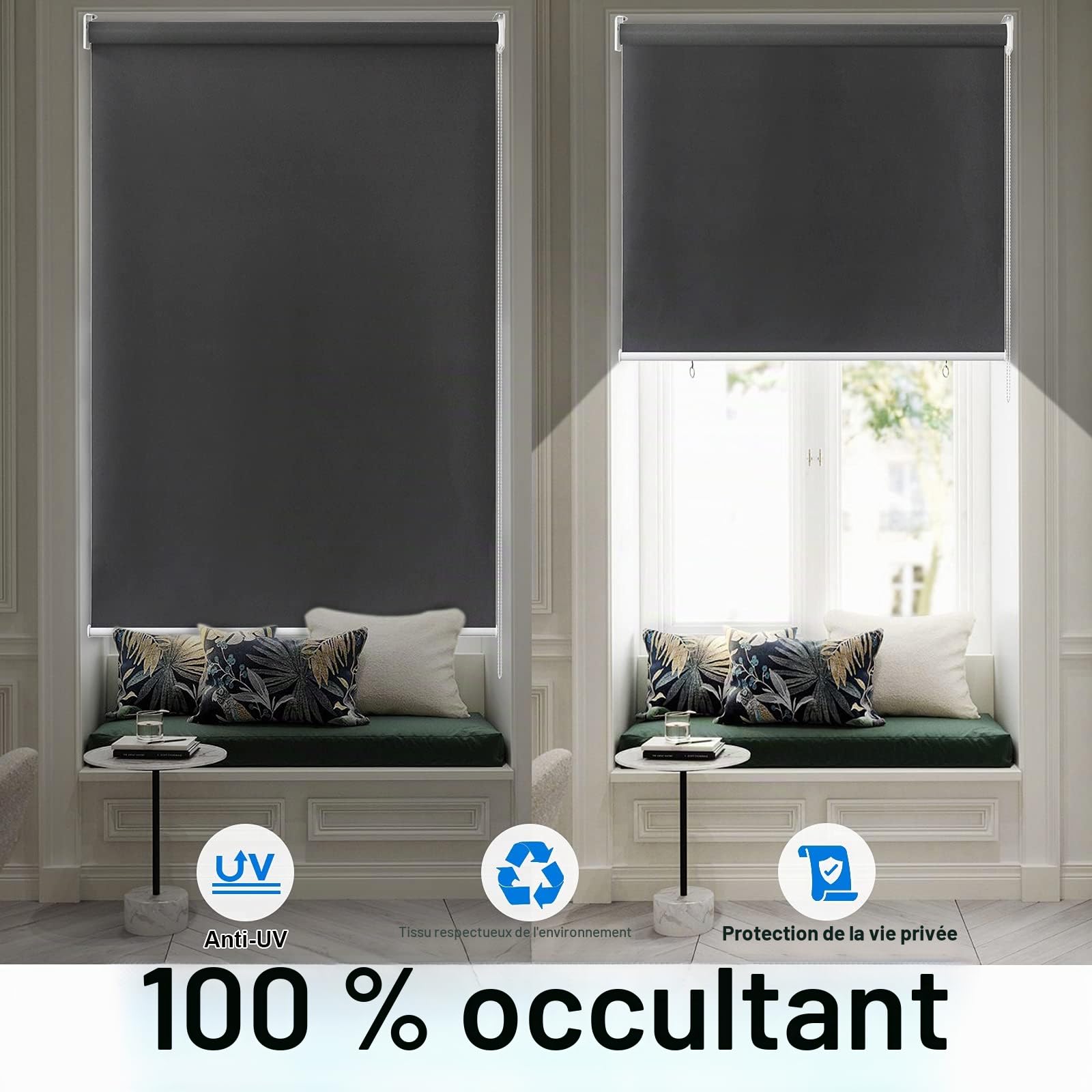 UISEBRT Store extérieur vertical Pare-soleil Store occultant pour extérieur, Protection UV, Vonvient au balcon (100 x 140 cm, Anthracite)