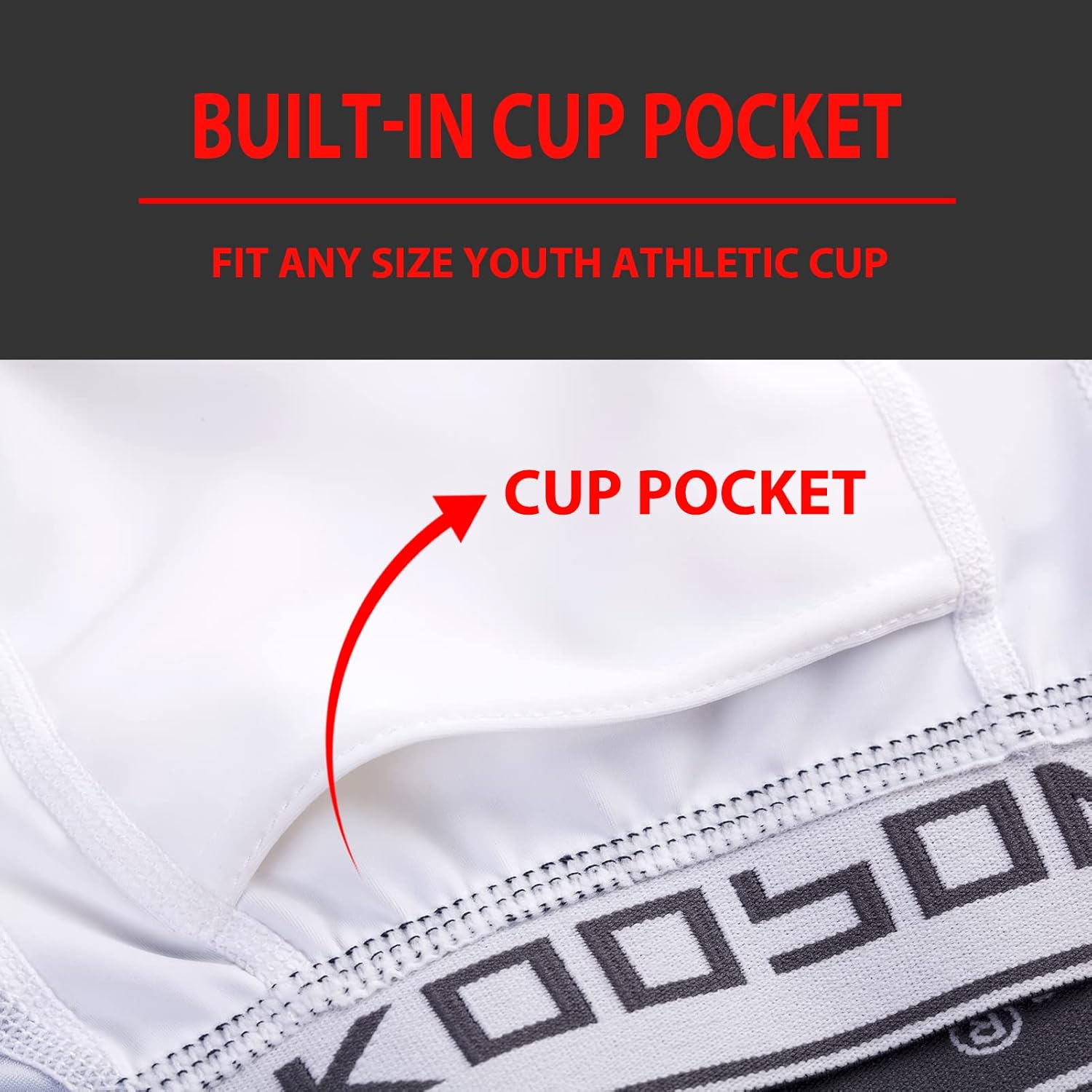 KOOPOW Youth Boys Padded Sliding Shorts with Cup Pocket, Compression Slider Underwear for Baseball Football, Lacrosse - Image 3